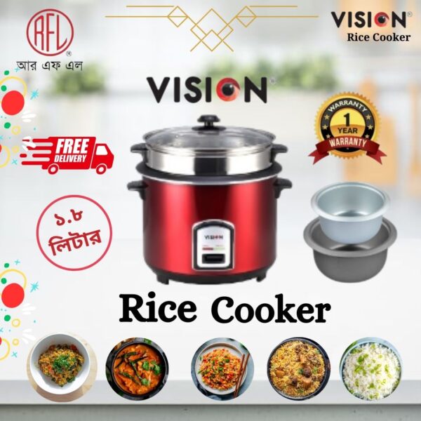 VISION Rice Cooker 1.8 L REL-40-06 SS Red (Double Pot)